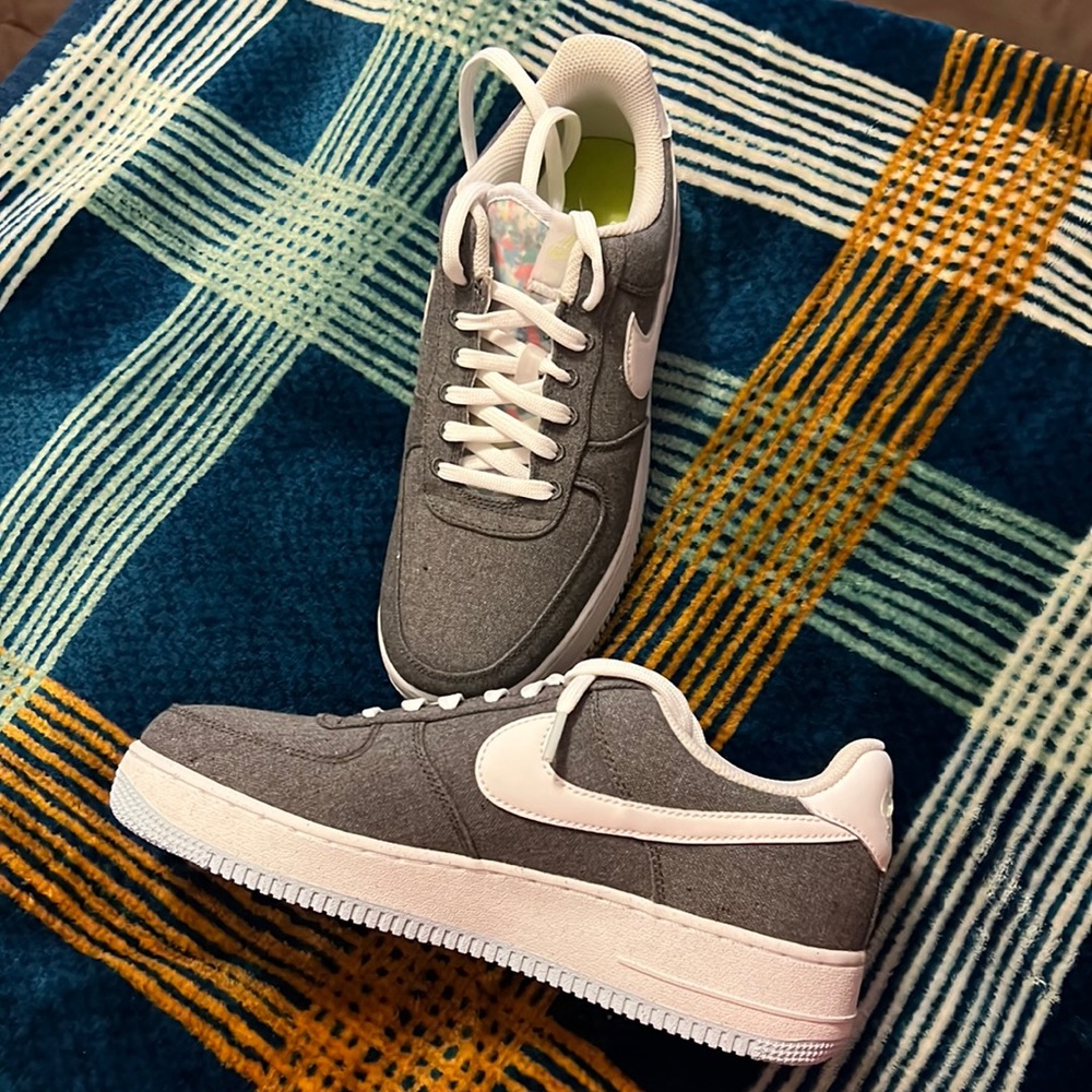 Nike air,  canvas  Air Force one with tie dye tongue and extra green shoe laces